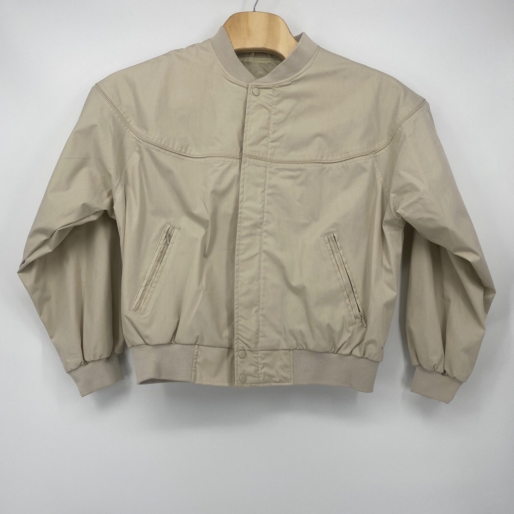 Knightsbridge Bomber Jacket Large Tan Cotton Blend Zip Front Excellent